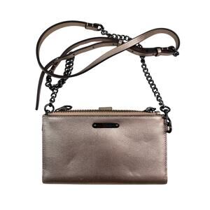 Rebecca Minkoff Metallic Pink Genuine Leather Crossbody Clutch Purse